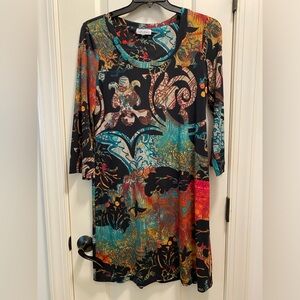 Calvin Klein colorful black knit dress M *